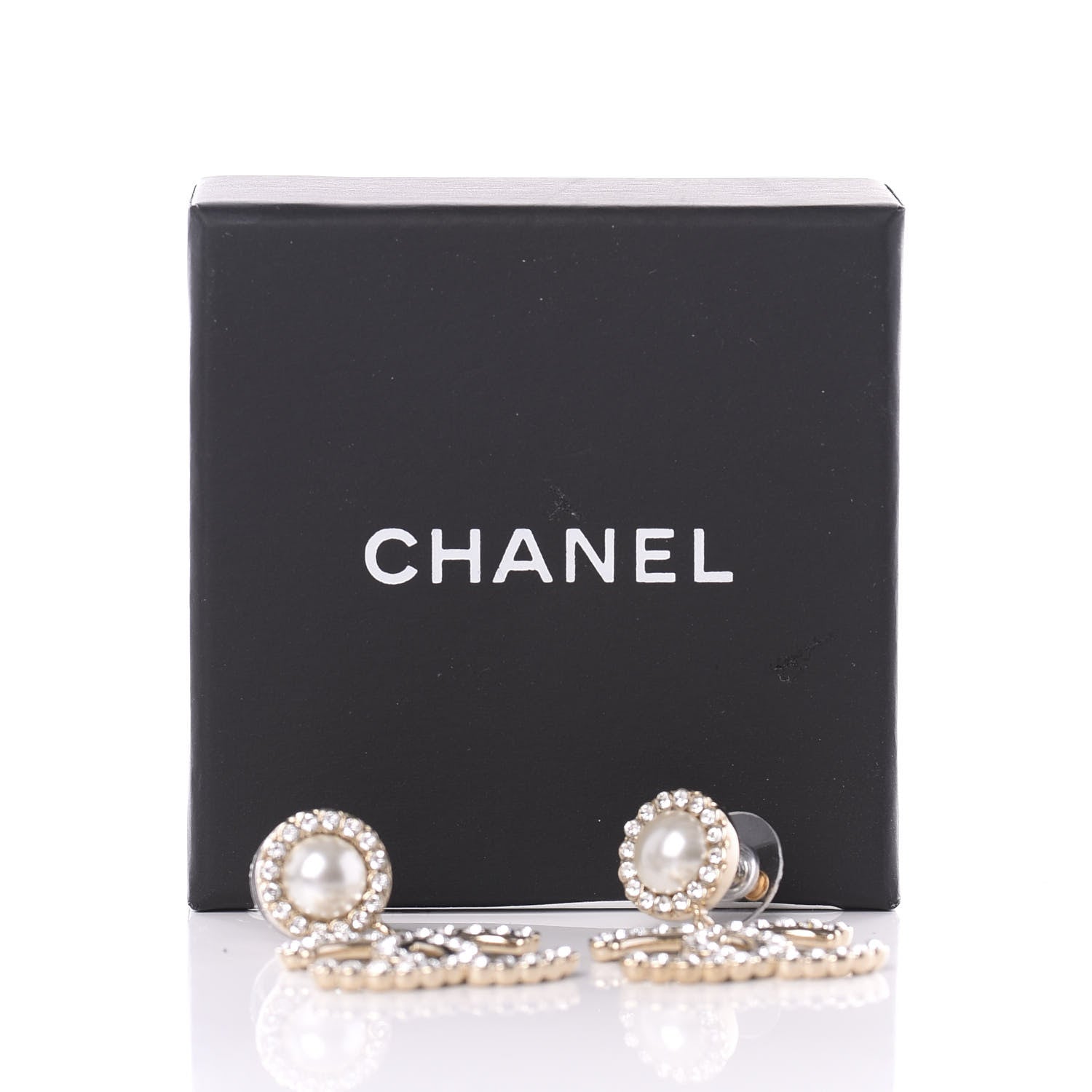 Chanel Crystal Pearl Bow-tiful CC Drop Earrings Gold 5 of 5