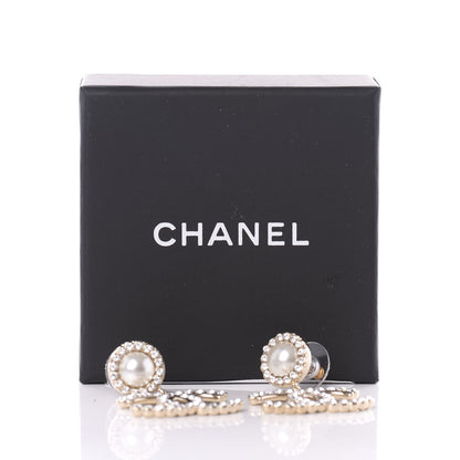 Chanel Crystal Pearl Bow-tiful CC Drop Earrings Gold 5 of 5