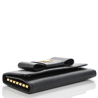 Prada Saffiano Fiocco Bow Metal 6 Key Holder Nero Black 4 of 7