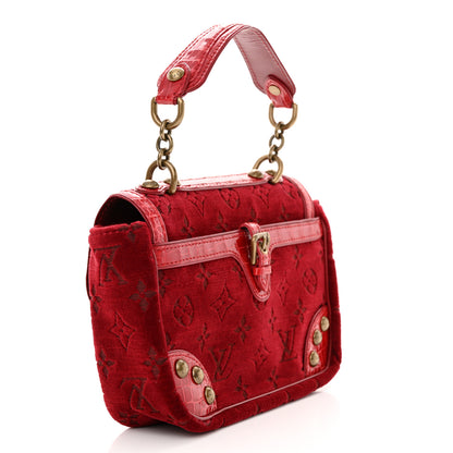 Louis Vuitton Monogram Velours Alligator Irvine Red 3 of 9