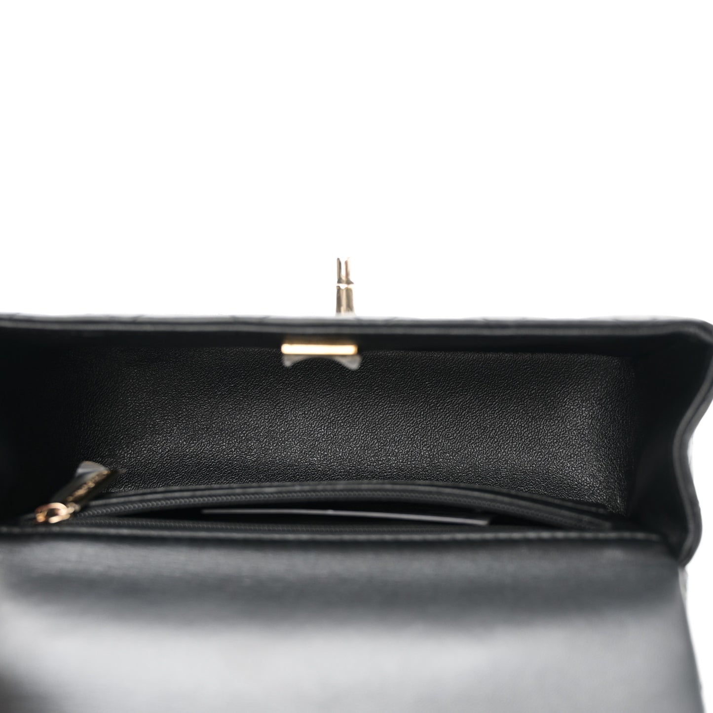 Lambskin Quilted Mini Top Handle Rectangular Flap Black
