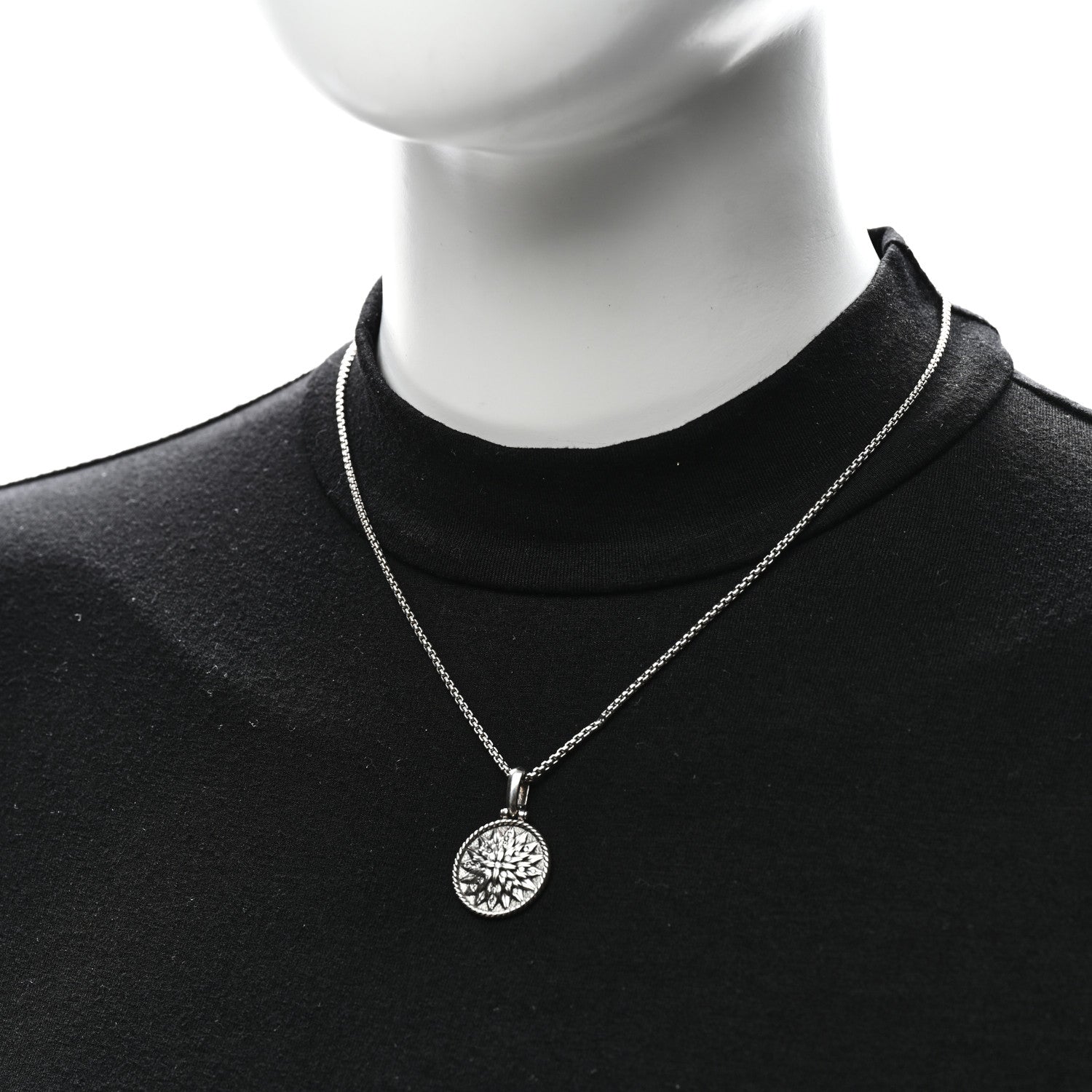 David Yurman Sterling Silver Diamond Lotus Amulet Charm Necklace 2 of 5