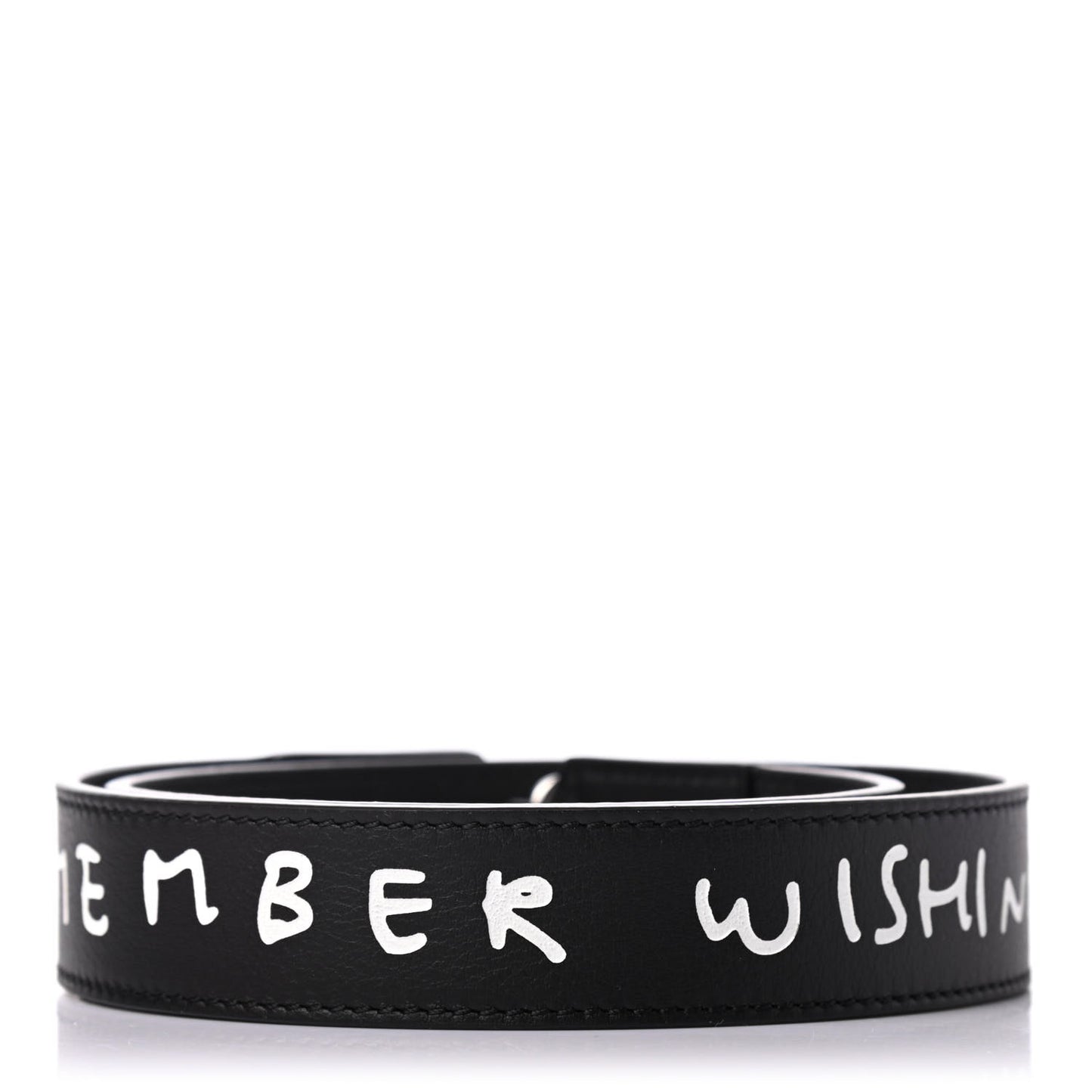 X JOE BRAINARD Calfskin Words Print Thin Strap Black