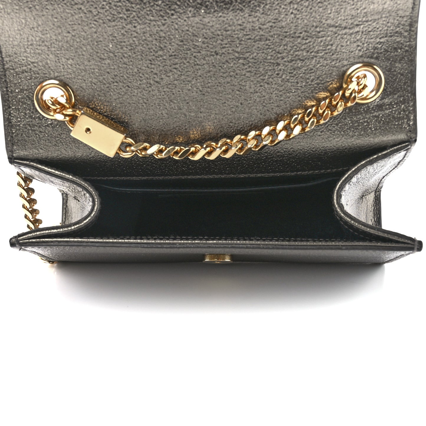 Metallic Calfskin Small Classic Monogram Kate Satchel Pewter