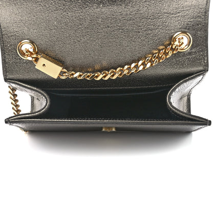 Saint Laurent Metallic Calfskin Small Classic Monogram Kate Satchel Pewter 4 of 9