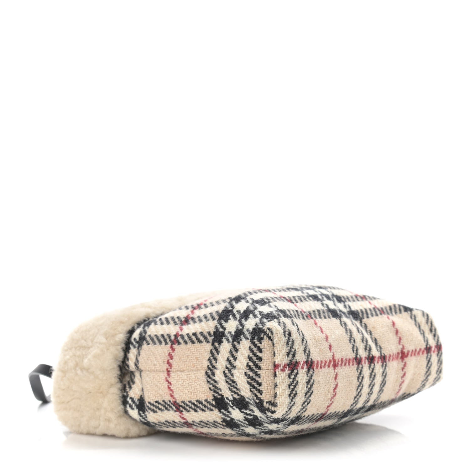 Burberry Shearling Wool Check Bag Beige 4 of 8