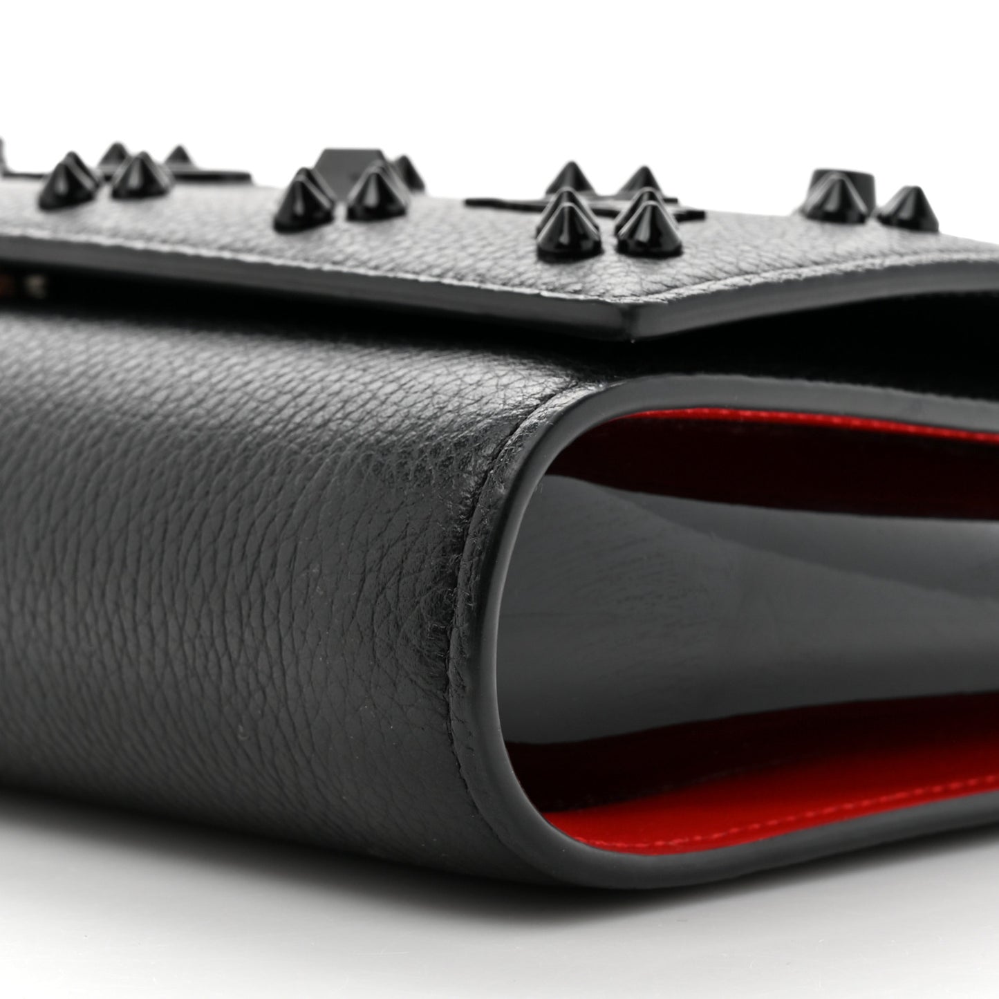 Calfskin Spikes Loubinthesky Paloma Clutch Black