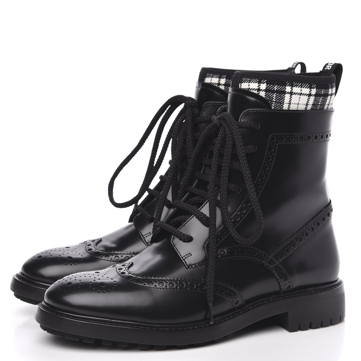 Calfskin D-Order Lace-Up Low Boot 37.5 Black White