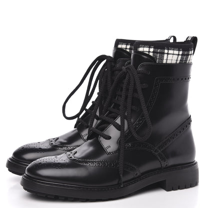 Christian Dior Calfskin D-Order Lace-Up Low Boot 37.5 Black White 3 of 7