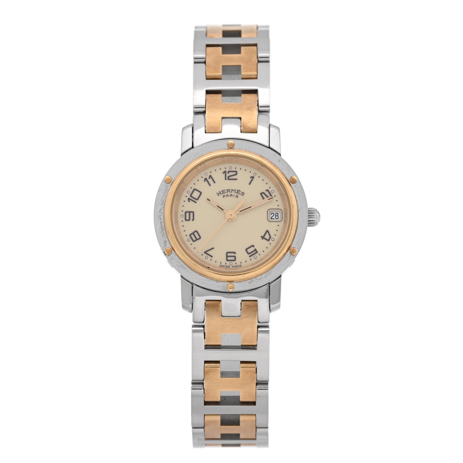 Hermes Stainless Steel 24mm Clipper Quartz Watch Gold 1 of 4