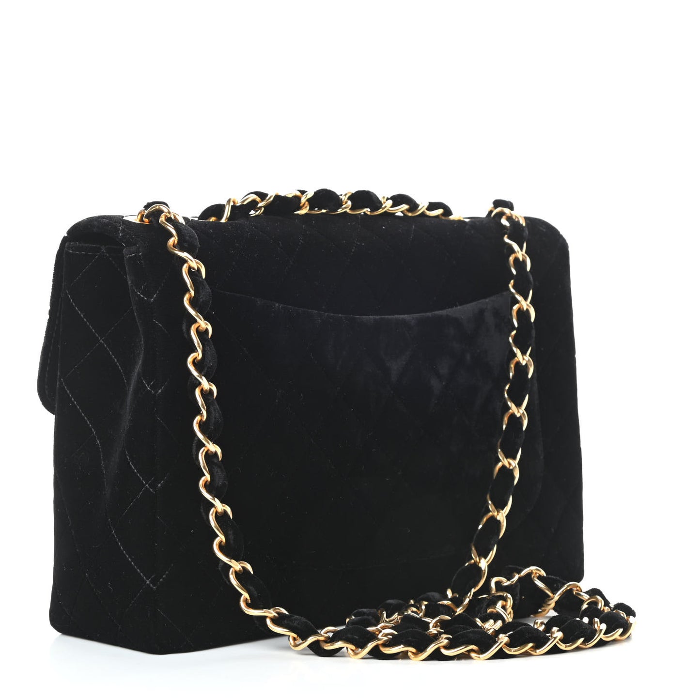 Velvet Quilted Jumbo Single Flap Black