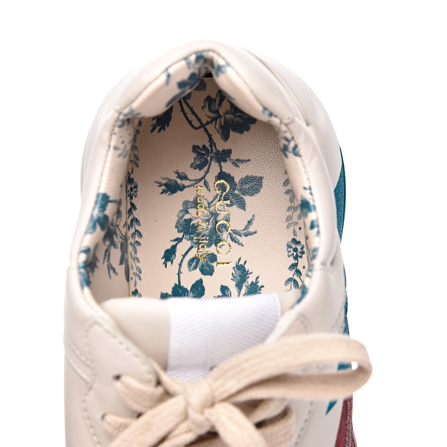 Gucci Calfskin Glitter Web Print Womens Rhyton Sneakers 37.5 Mystic White 7 of 8