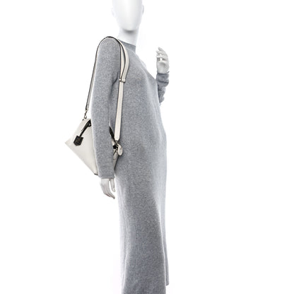Fendi Vitello Dolce Bi-Color FF 1974 Embossed Medium By The Way Boston Bag White Ice Maya Black 2 of 16