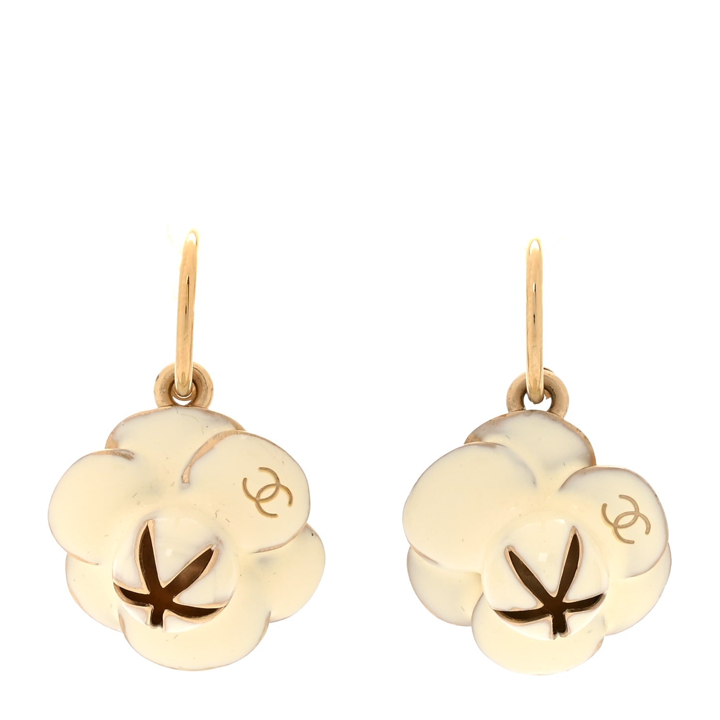 Resin Camelia Earrings White Gold