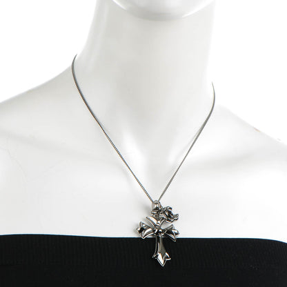 Chanel CC Cross Pendant Necklace Silver 2 of 4