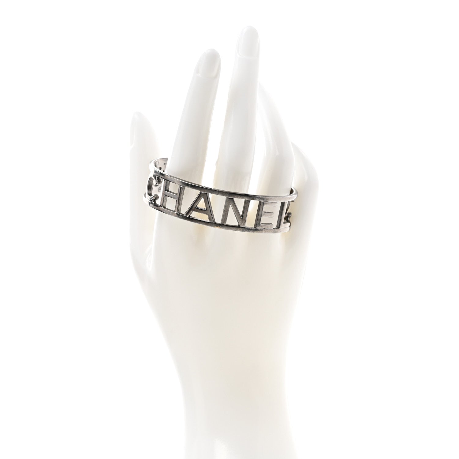 Chanel Ruthenium Logo Cuff Bracelet 2 of 5