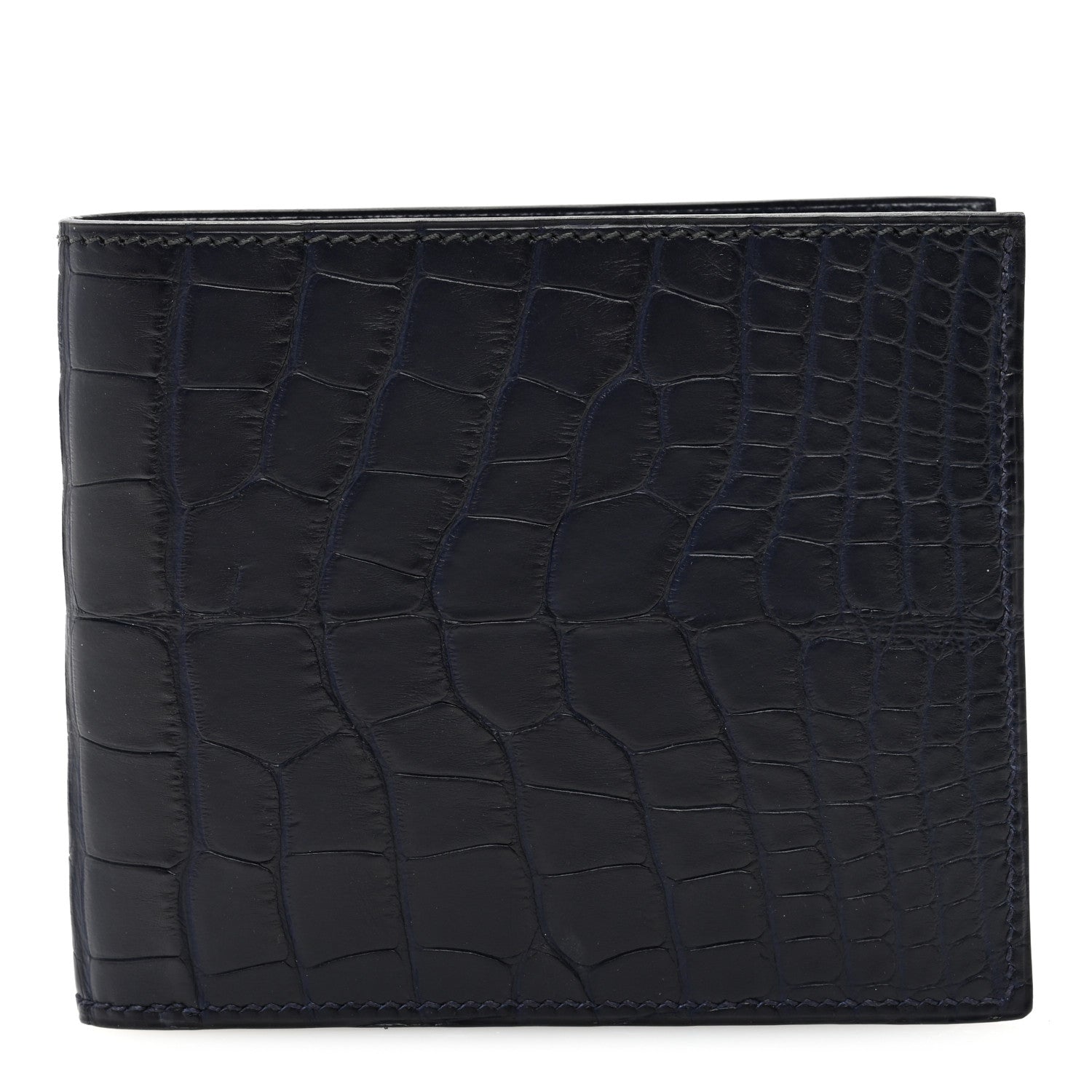 Hermes Matte Alligator MC2 Copernic Compact Wallet Black Bleu Electrique 1 of 6