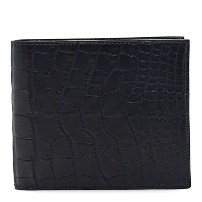 Hermes Matte Alligator MC2 Copernic Compact Wallet Black Bleu Electrique 1 of 6