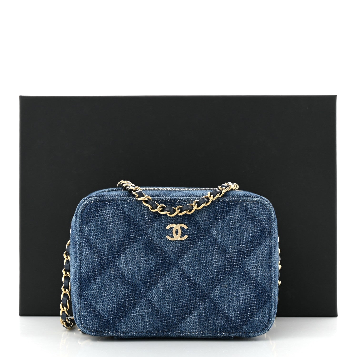Chanel Printed Denim CC Camera Case Blue 11 of 11