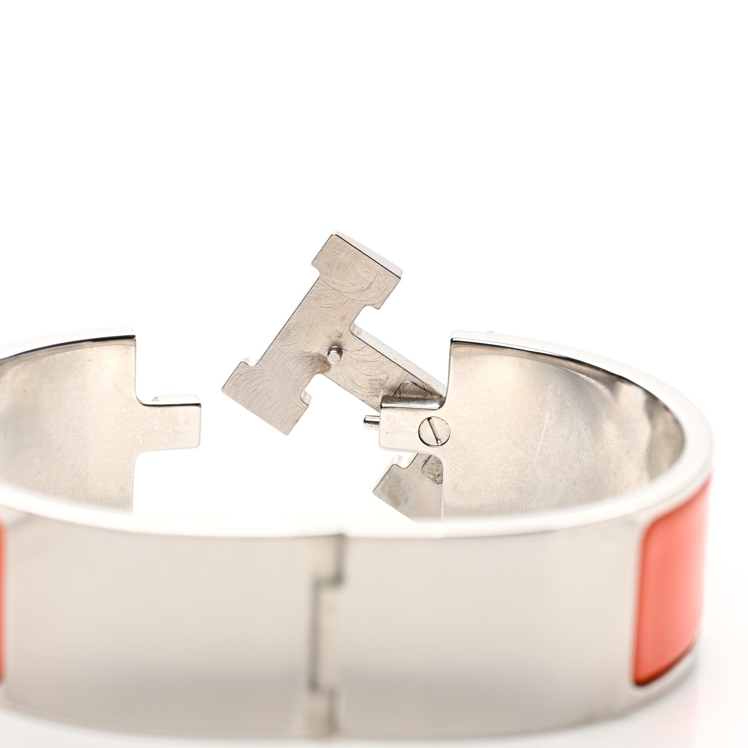 Hermes Enamel Wide Clic Clac H Bracelet GM Orange 5 of 6