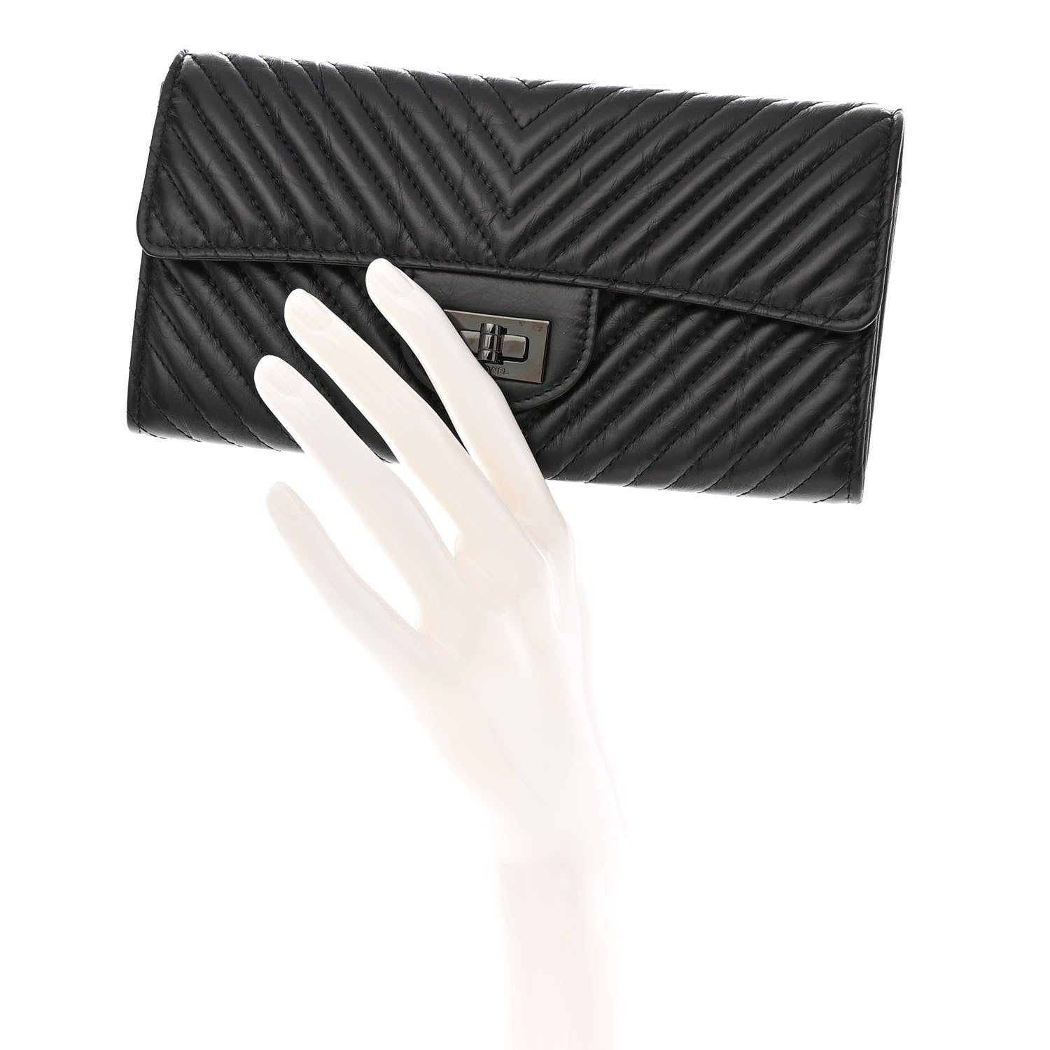 Chanel Aged Calfskin Quilted Large Reissue Gusset Flap Wallet So Black 2 of 10