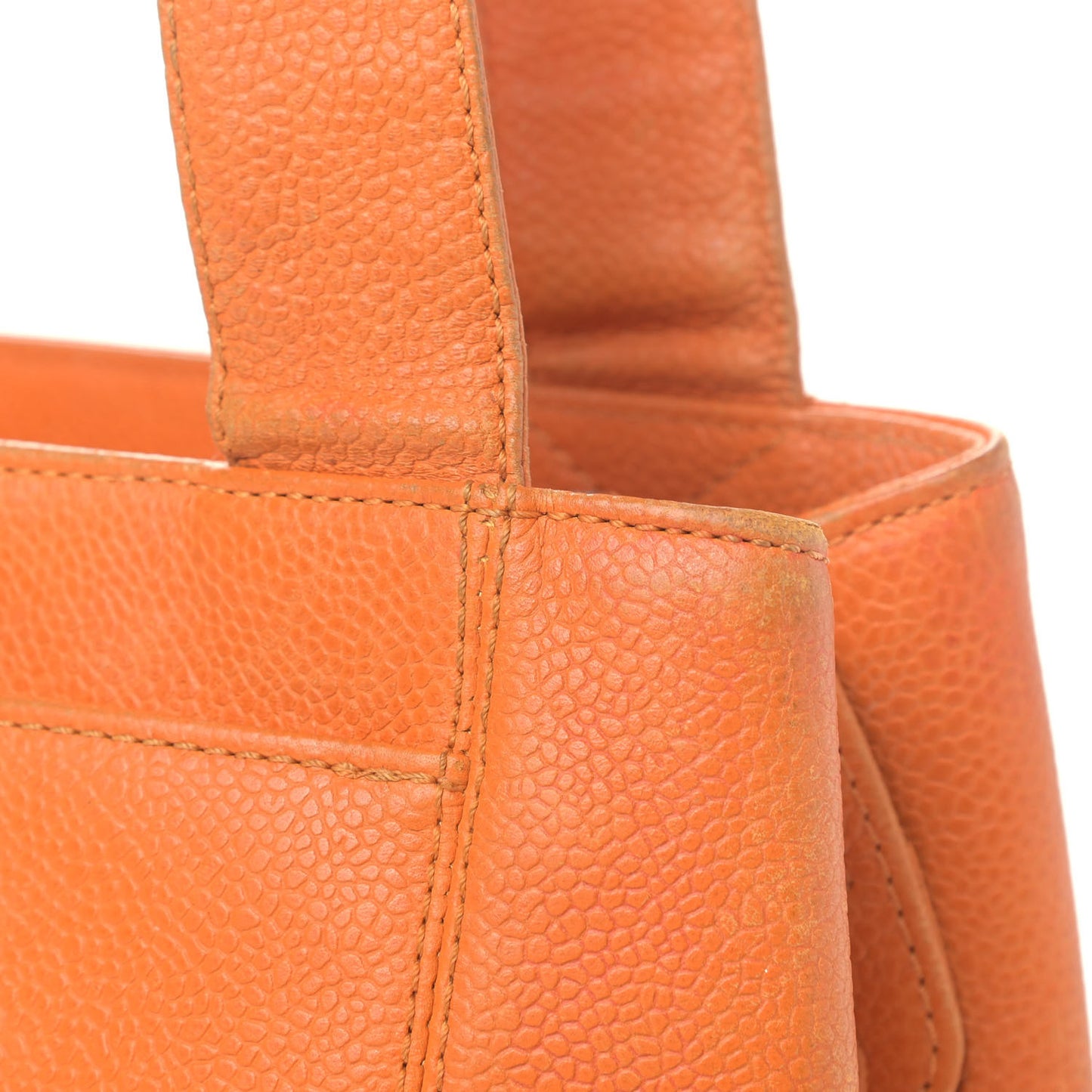 Caviar Embroidered Logo Shoulder Bag Orange