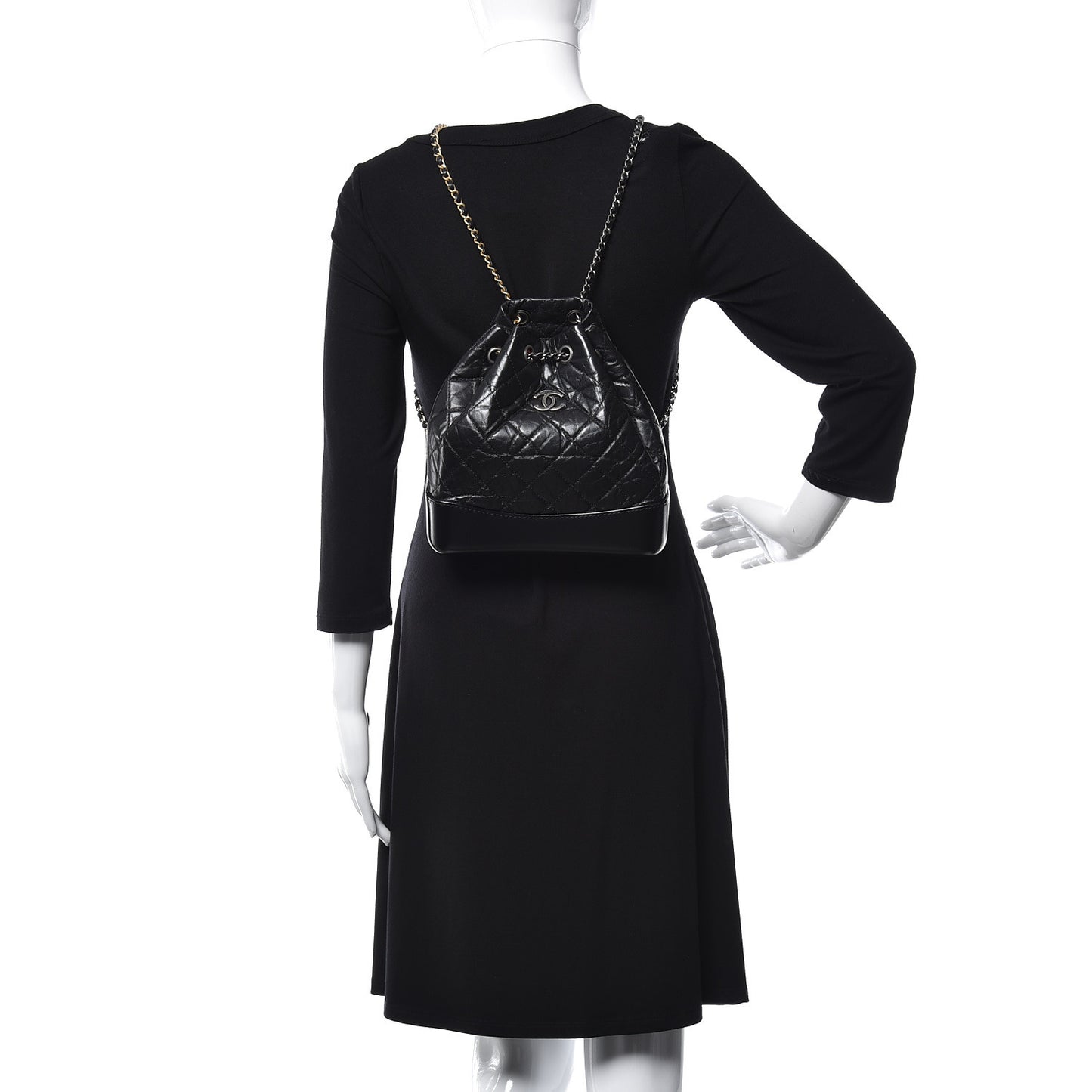 Aged Calfskin Quilted Small Gabrielle Backpack Black
