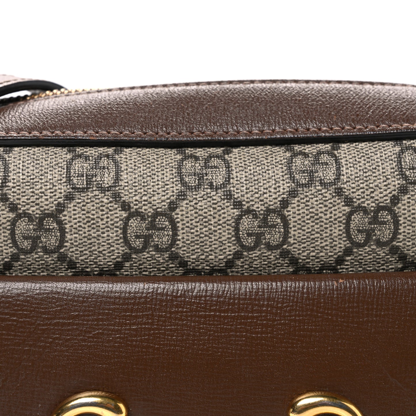 GG Supreme Monogram Small Horsebit 1955 Shoulder Bag Beige Brown Sugar