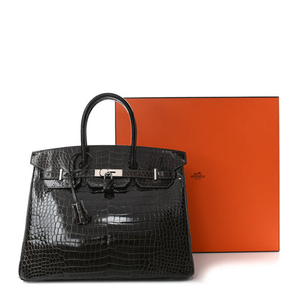 Hermes Shiny Porosus Crocodile Birkin 35 Graphite 10 of 10