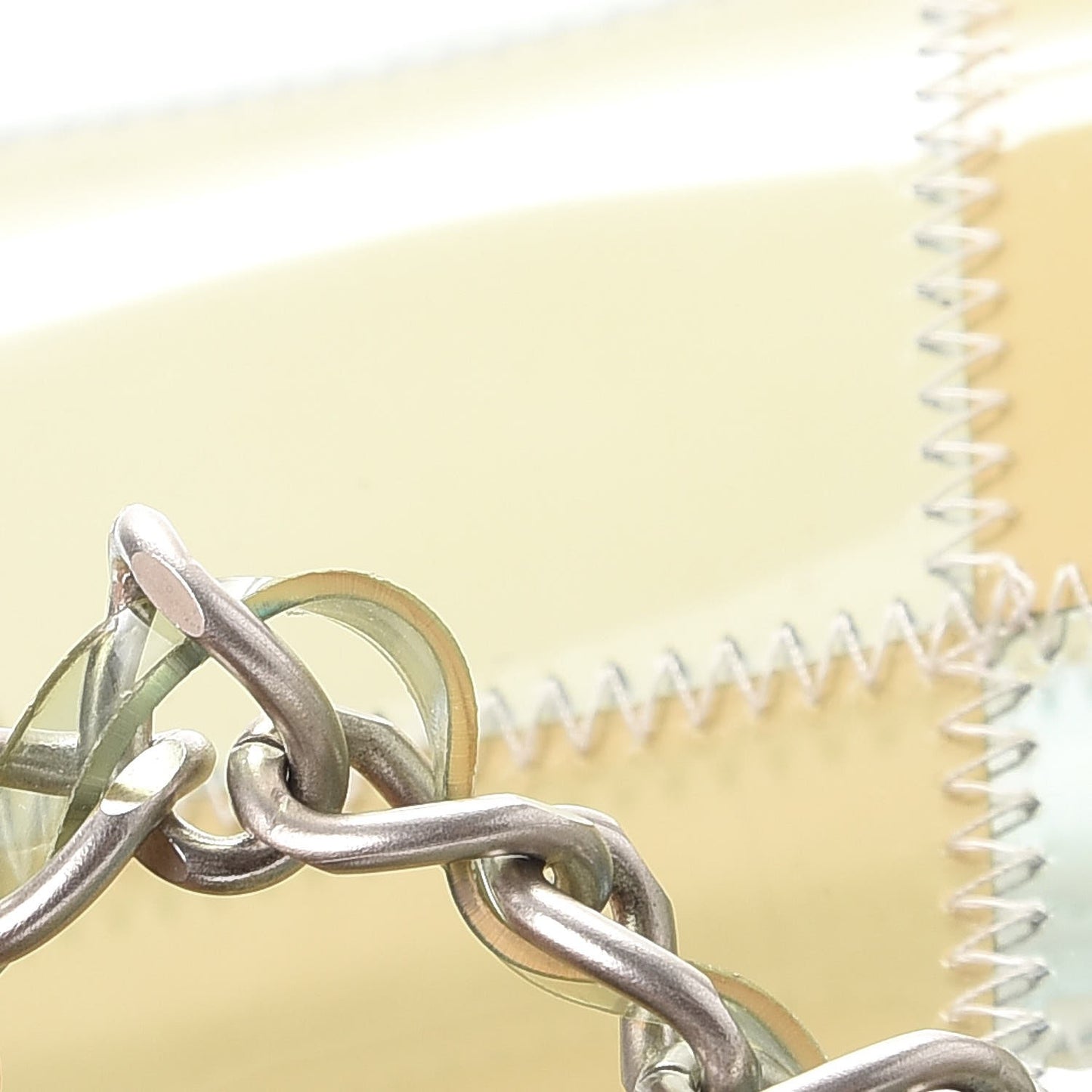 PVC Stitched Flap Beige Light Blue