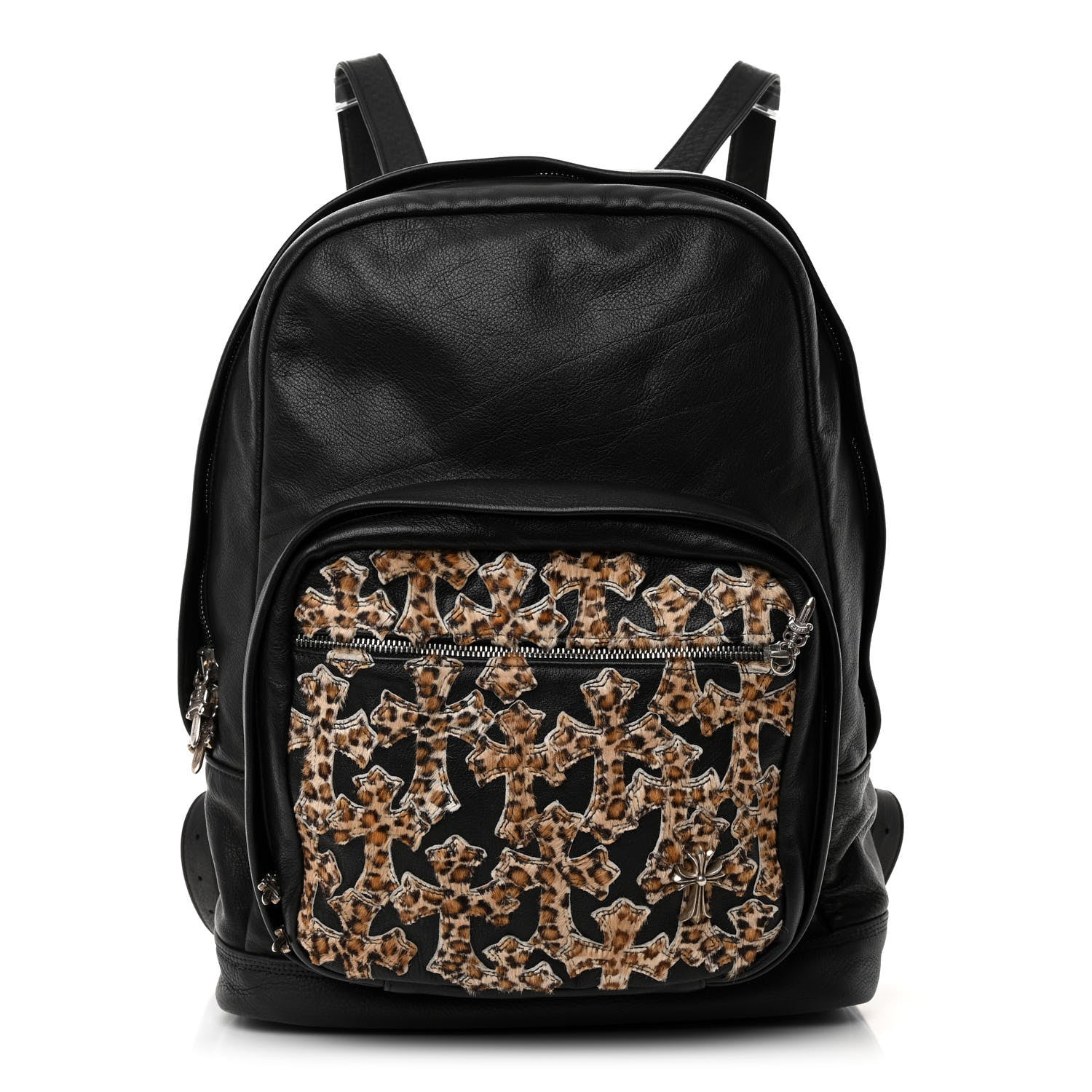 Chrome Hearts Calfskin Pony Hair Leopard Print Cross Patch 7th Grade Backpack Black Brown 1455456 – FASHIONPHILE