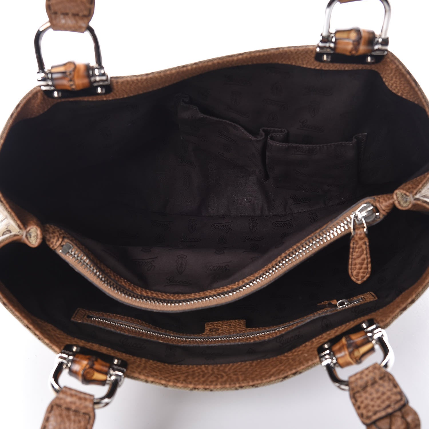 Gucci Monogram Medium Bamboo Bar Tote Brown 5 of 10
