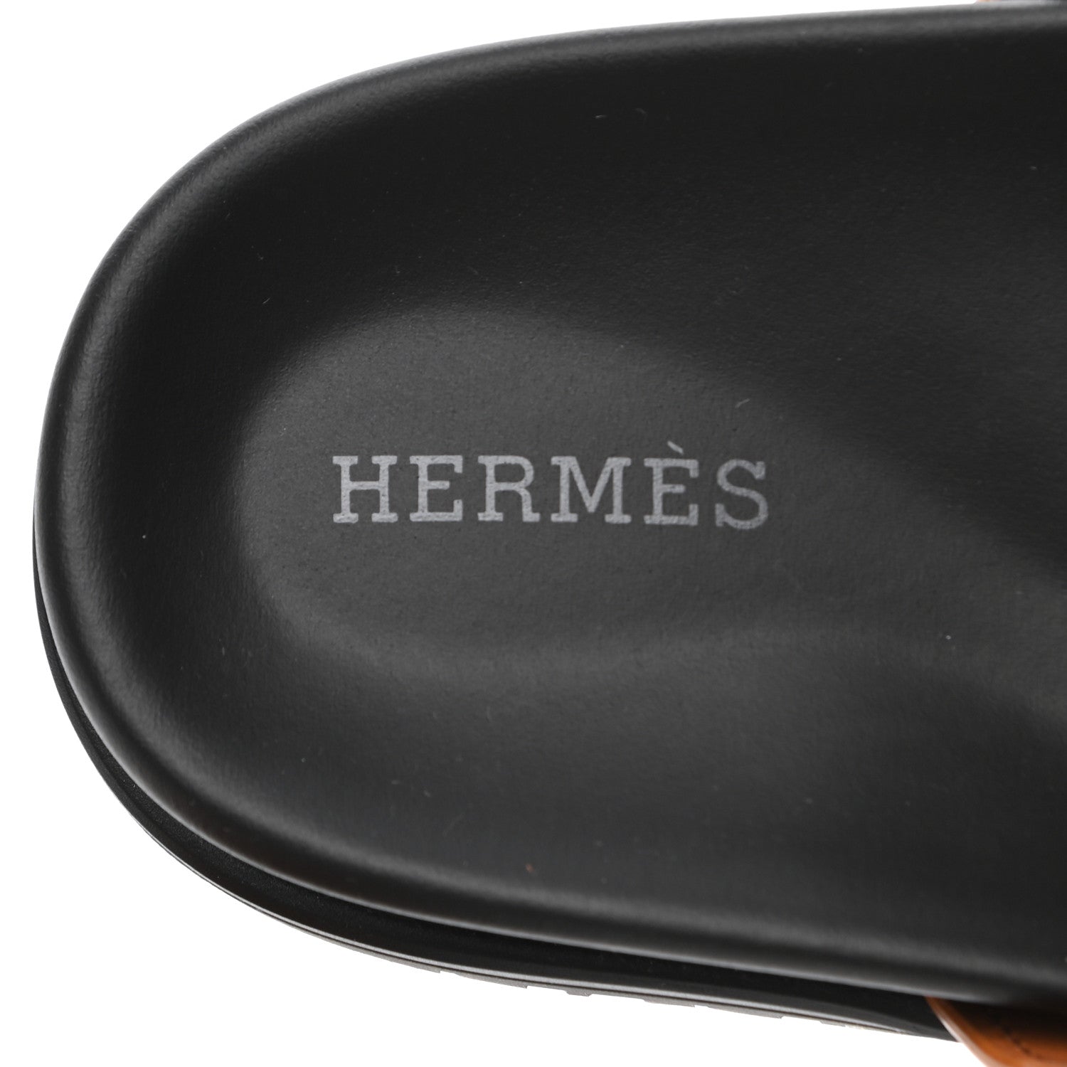 Hermes Calfskin Womens Chypre Sandals 37 Gold 6 of 7