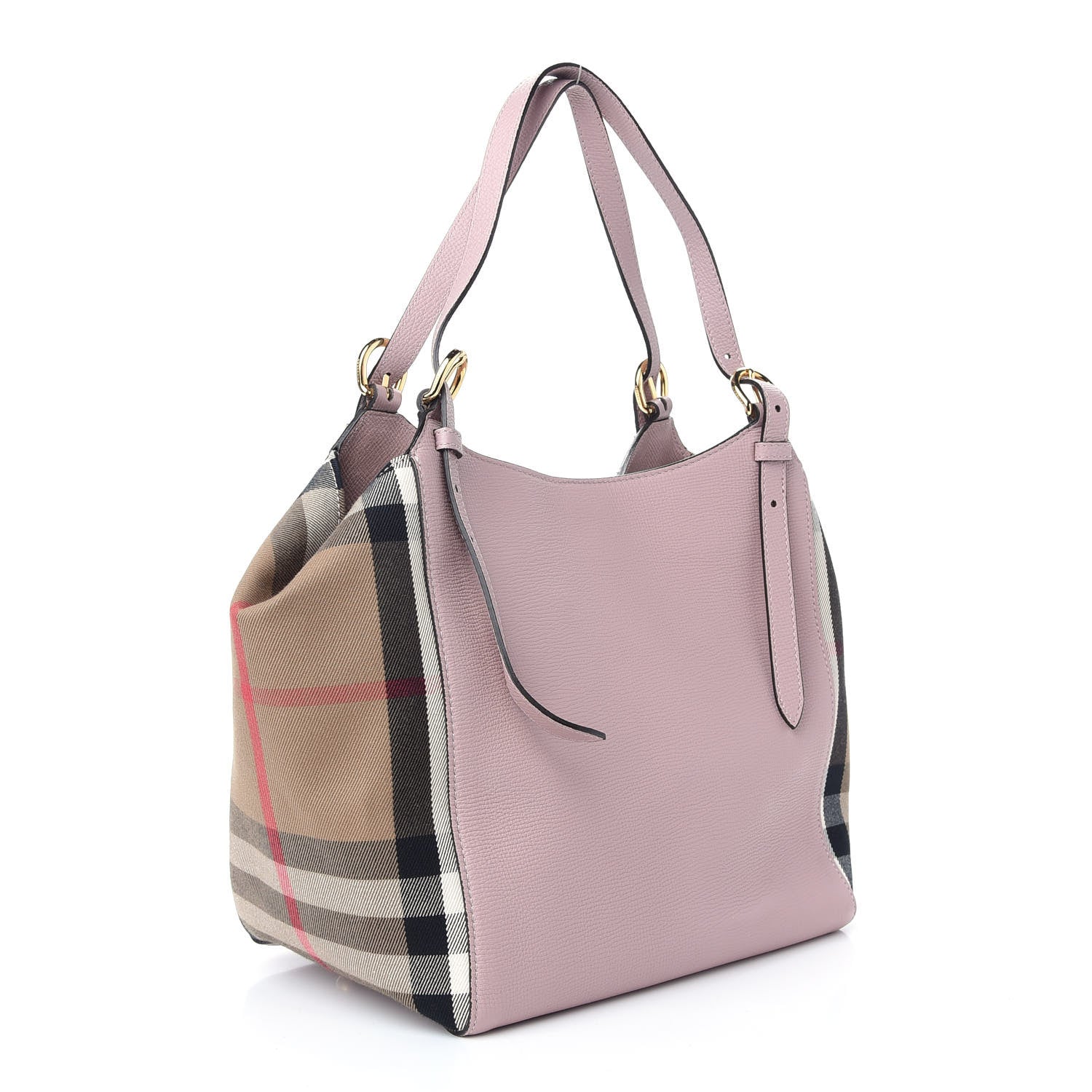 Burberry Grainy Calfskin House Check Small Canterbury Tote Pale Orchid 3 of 11