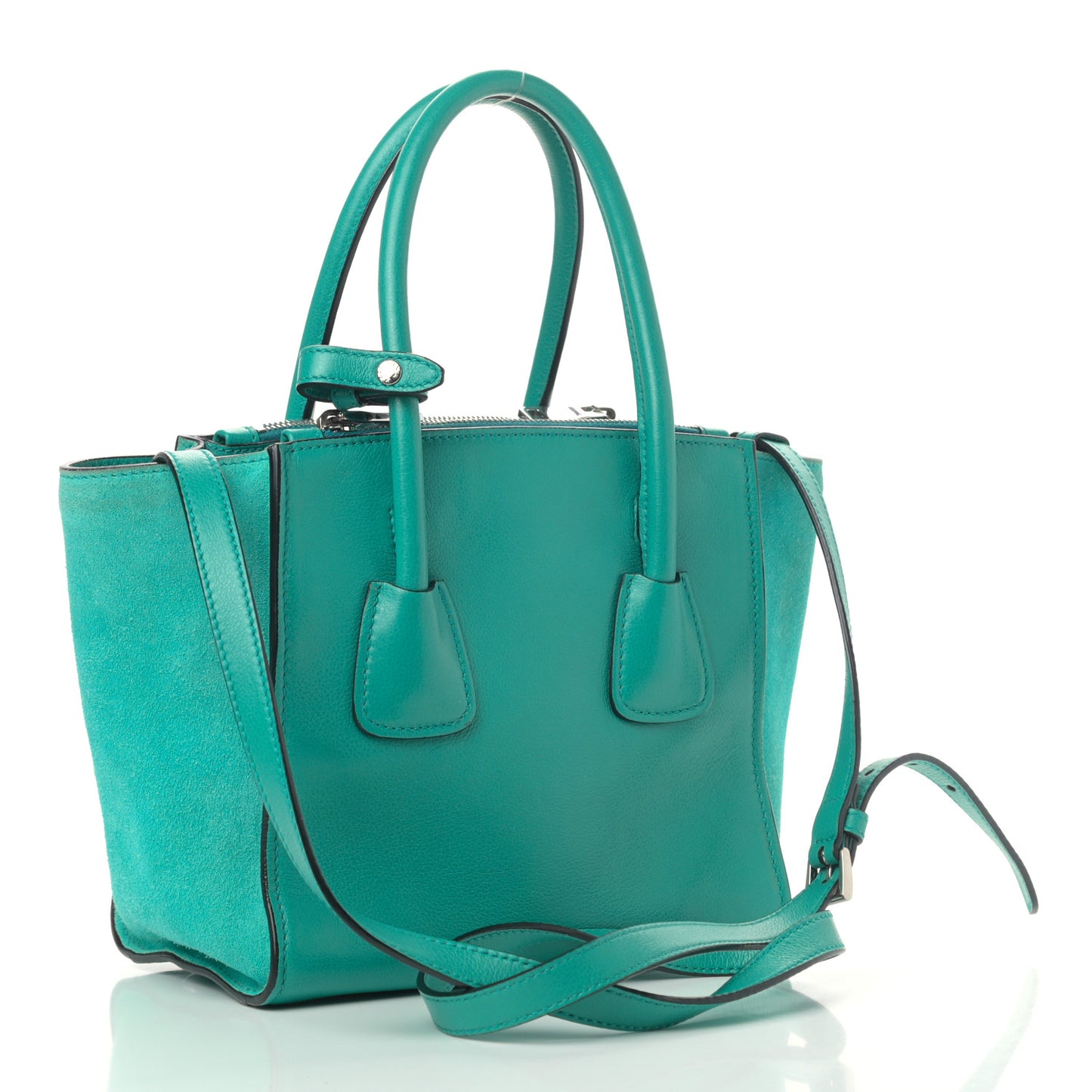 Glace Calf Scamosciato Suede Mini Twin Pocket Tote Giada