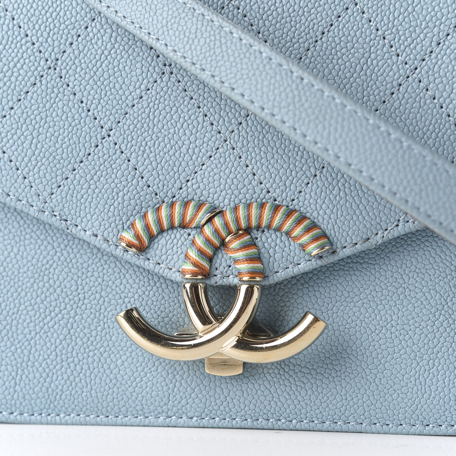 Chanel Caviar Quilted Thread Around Single Flap Blue 9 of 9