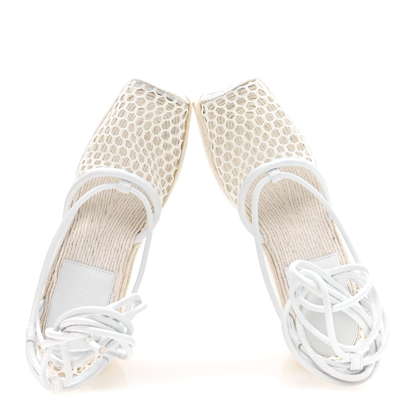 Mesh Lambskin Sporty Web Stretch Ankle Tie Espadrilles 35 Optic White