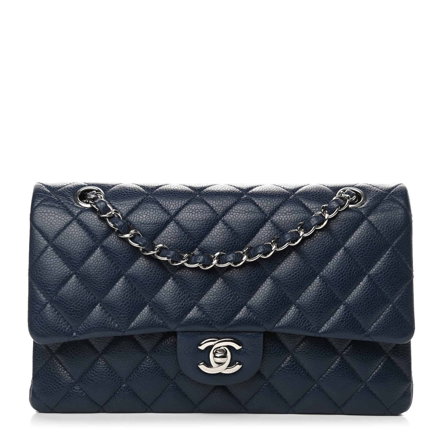Chanel Caviar Quilted Medium Double Flap Dark Blue 1 of 11