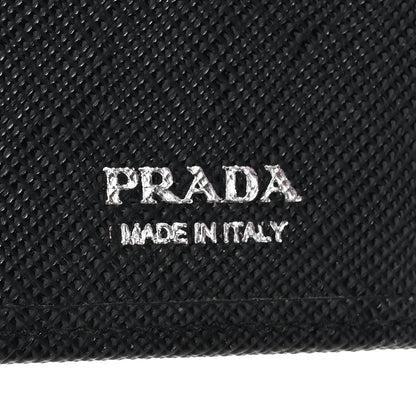 Prada Saffiano Small Triangle Bi-Fold Wallet Black 7 of 10