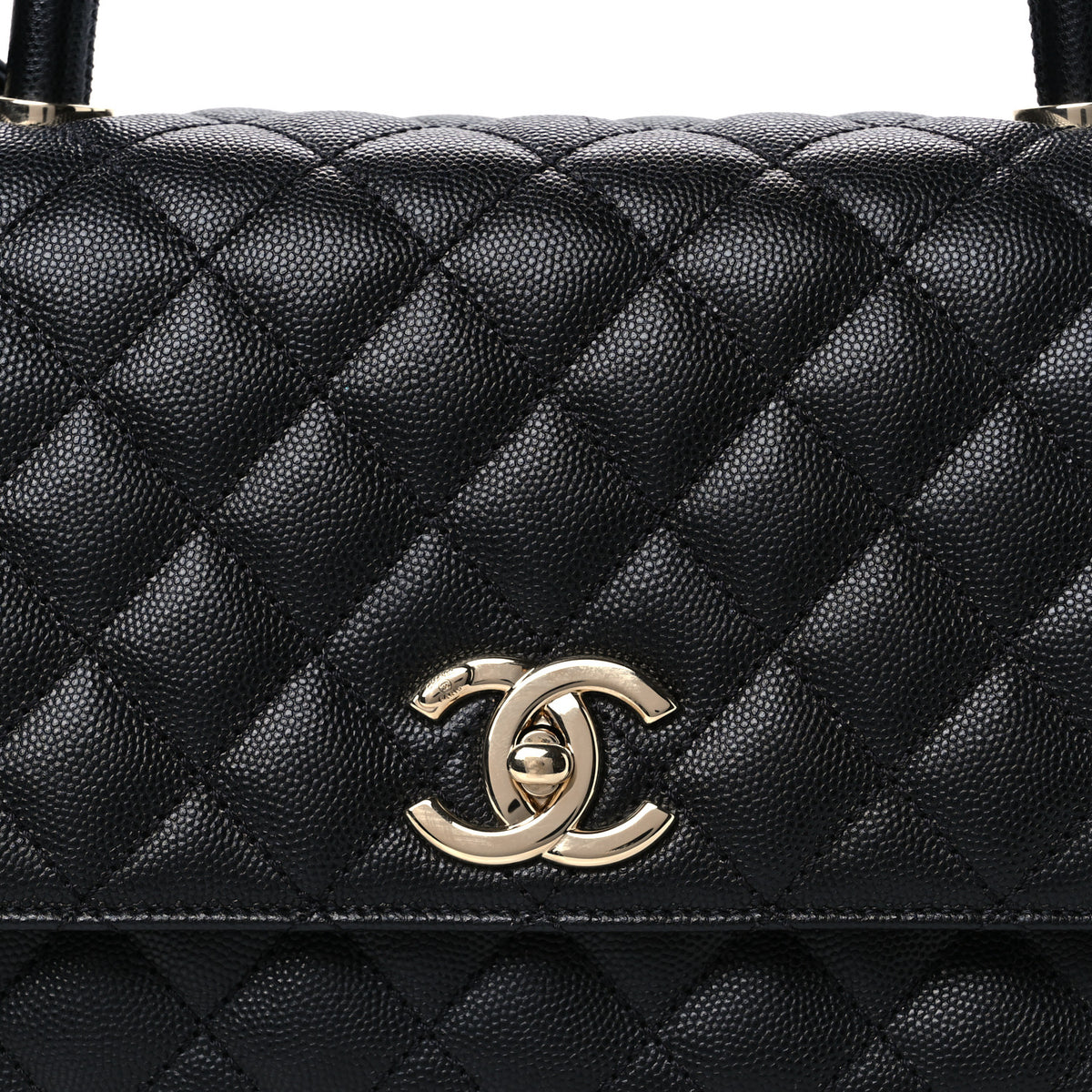 Caviar Quilted Small Coco Handle Flap Black