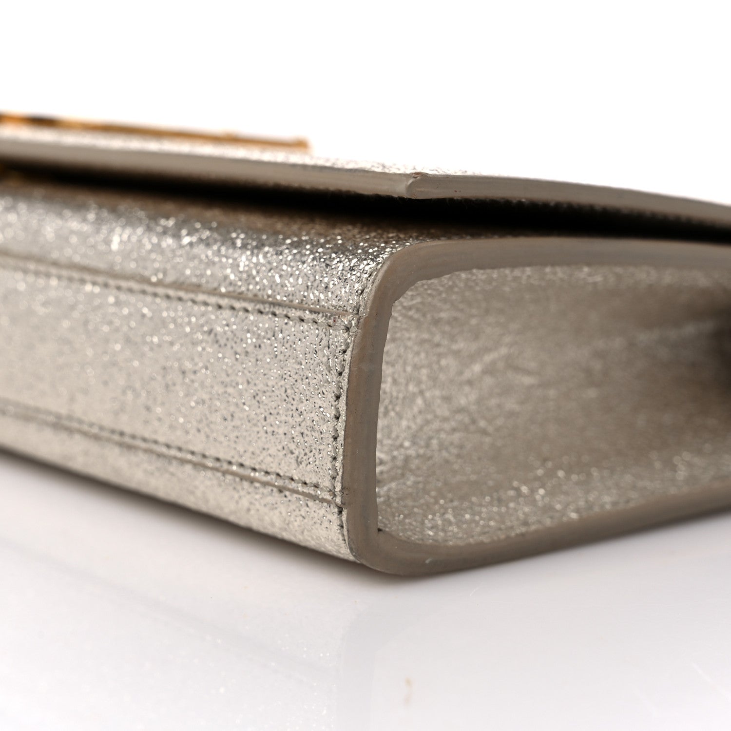 Saint Laurent Metallic Textured Calfskin Classic Monogram Cassandre Clutch Pale Gold 8 of 8