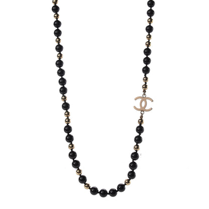 Chanel Beaded CC Long Necklace Black Gold 1 of 6