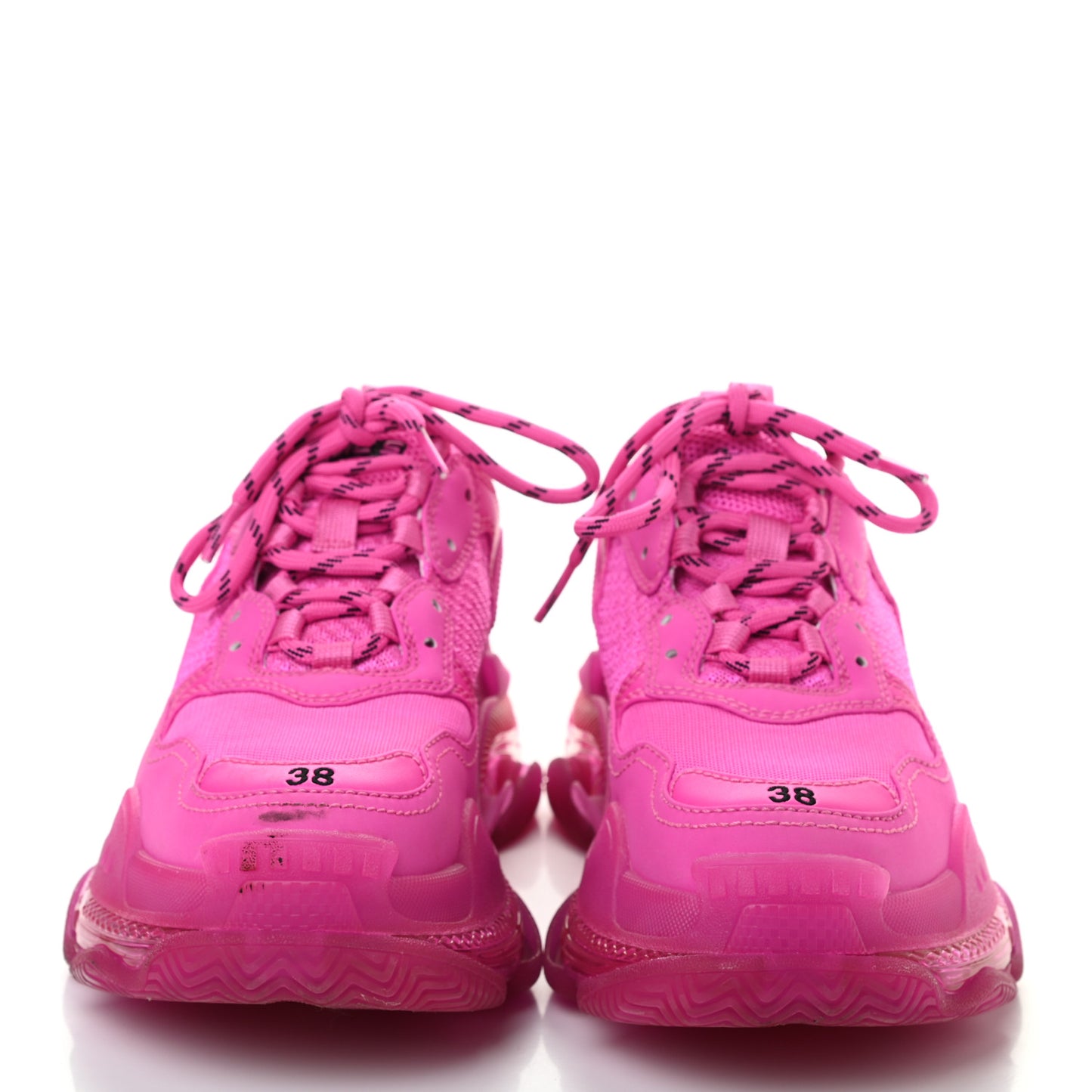 Fabric Mesh Clear Sole Fluo Womens Triple S Sneakers 38 Pink