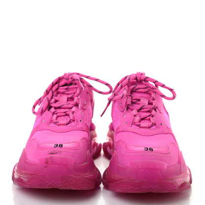 Balenciaga Fabric Mesh Clear Sole Fluo Womens Triple S Sneakers 38 Pink 2 of 7
