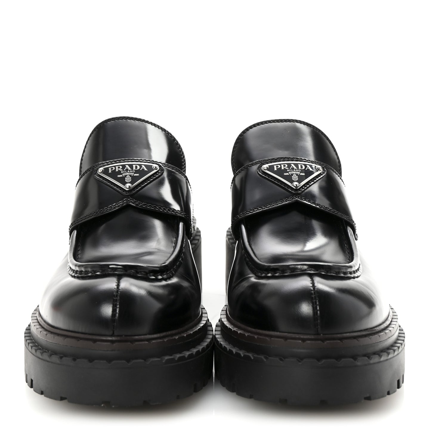 Spazzolato Triangle Logo Monolith Pointy 55mm Loafers 41 Black