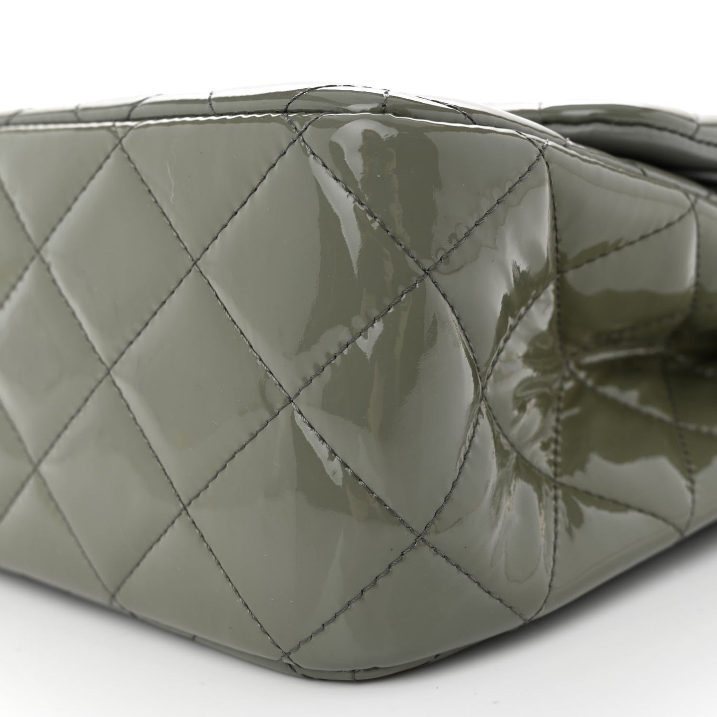 Patent Quilted Jumbo Double Flap Light Green