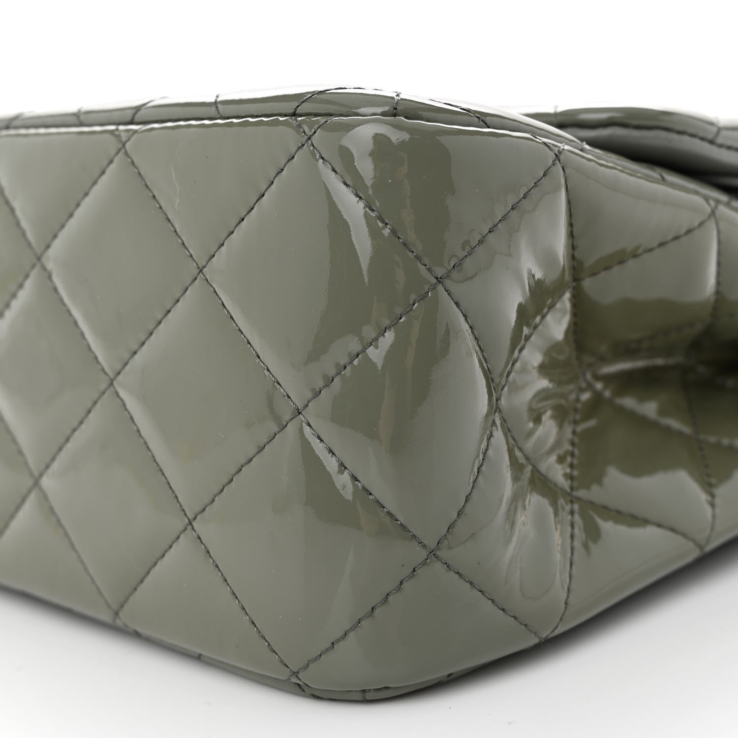 Chanel Patent Quilted Jumbo Double Flap Light Green 10 of 16