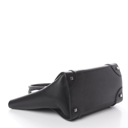 Celine Drummed Calfskin Mini Luggage Black 3 of 7