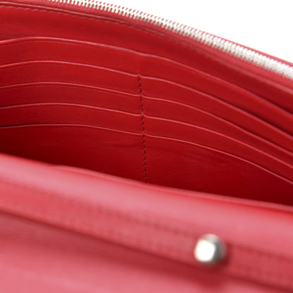Celine Smooth Lambskin Frame Evening Chain Clutch Grey Red 8 of 11