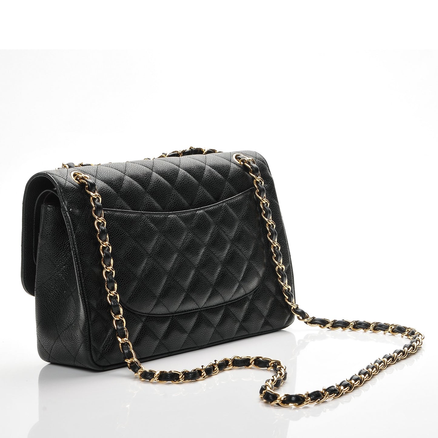 Caviar Quilted Jumbo Double Flap Black